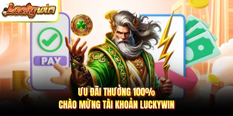 Ưu đãi thưởng 100% chào mừng tài khoản Luckywin
